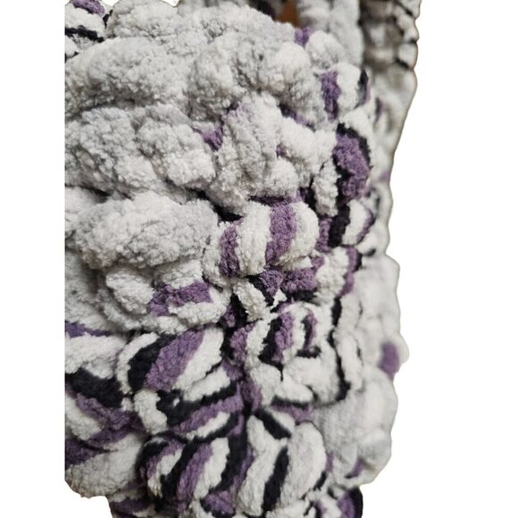 Handmade Hobo Handbag. Gray, Purple & Black. Two Interlocking Handles - Picture 2 of 7